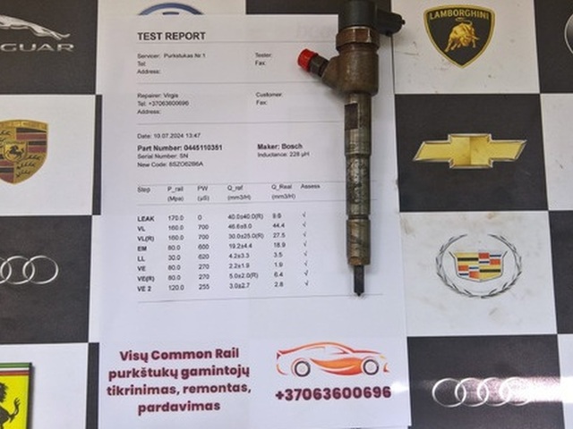 Kuro purkštukai Alfa Romeo,Fiat,Ford,Lancia,Opel,Suzuki. 0445110351